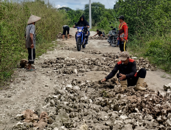 Warga Sumenep Swadaya Perbaiki Jalan yang Rusak 10 Tahun